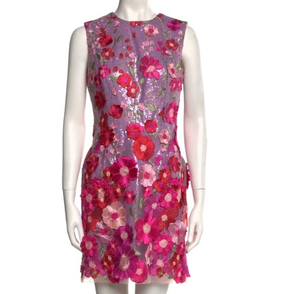 HELSI Miranda 3D Floral Applique Sequin Sleeveless Shift Mini Dress Medium NEW - Picture 6 of 9